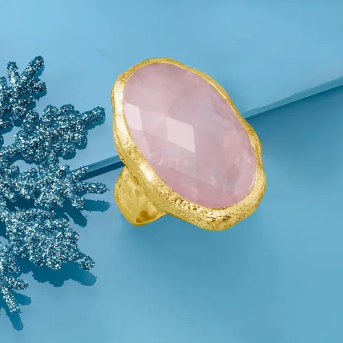 Miniatura 5 de Ross-Simons Anillo de cuarzo rosa de 17.00 quilates en oro de 18 quilates sobre plata esterlina