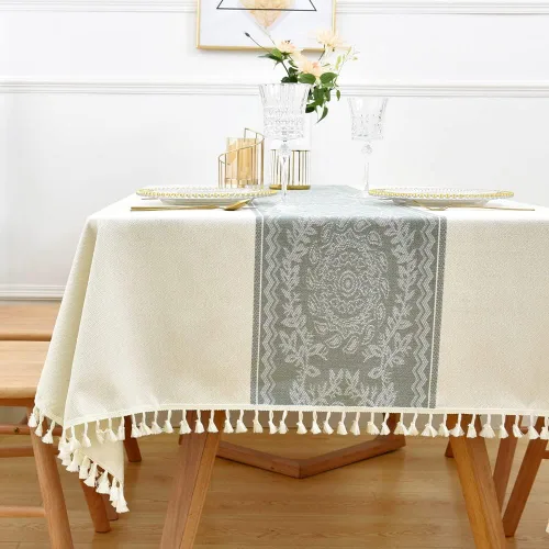 Miniatura 10 de Mantel de Algodón Resistente para Mesa Cuadrada Estilo Granja Vintage Mantel Lavable Cobertura de Mesa Rústica (Gris, 52''x52'')