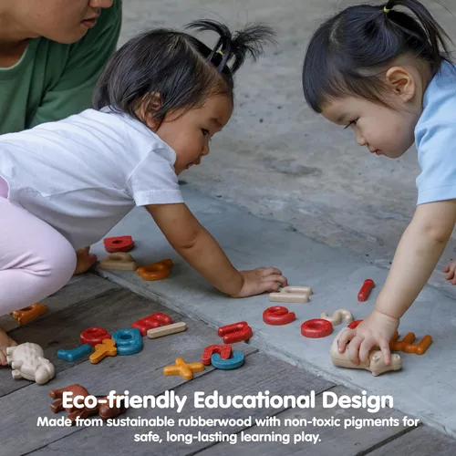 Miniatura 7 de PlanToys® Juego de aprendizaje de madera con alfabeto en minúsculas para niños a partir de 3 años Recurso educativo Montessori