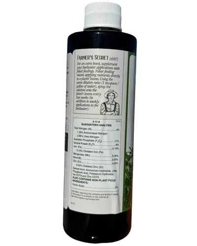 Miniatura 3 de Farmer's Secret Fertilizante hidropónico Booster - Fórmula súper concentrada 4-11-8 - Uso con cualquier sistema hidropónico o aeropónico - Ideal