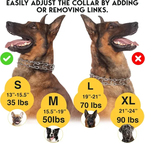 Miniatura 6 de PetJett Collar de Púas para Perros - Collar de Entrenamiento Ajustable para Perros Collar de Ahogo para Perros Collar de Pellizco para Perro, Negro