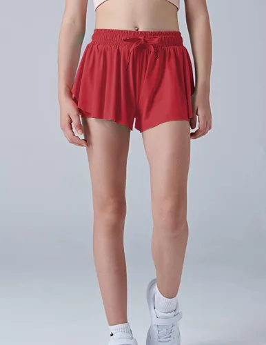 Miniatura 2 de Paquete de 3 pantalones cortos fluidos para niñas con forro de elastano, 2 en 1, faldas de mariposa para jóvenes, para fitness, correr, deportes