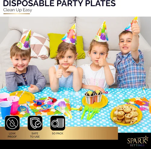 Miniatura 5 de Amcrate Platos de papel desechables amarillos, platos de postre de papel de 7 pulgadas, plato desechable fuerte y resistente para fiestas, cenas