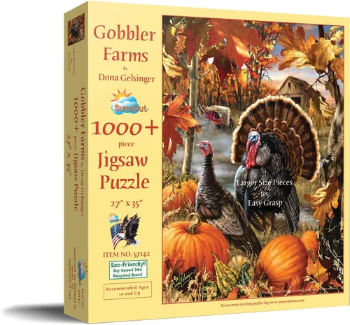 Miniatura 2 de SUNSOUT INC - Gobbler Farms - Rompecabezas de 1000 piezas grandes por artista: Dona Gelsinger - Tamaño terminado 27" x 35" Acción de Gracias - MPN #