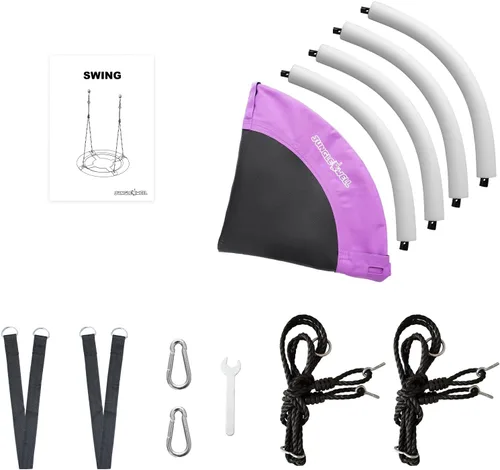 Miniatura 8 de Columpio de platillo – Asiento de columpio de árbol de 40 pulgadas con tela Oxford impermeable 900D para niños y adultos Capacidad de peso de 700