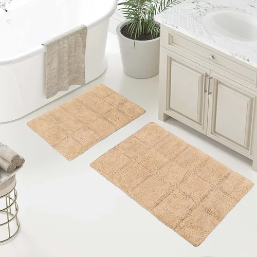 Miniatura 2 de Superior Juego de alfombras de baño antideslizantes de algodón con respaldo de látex en aerosol, 20 x 30 pulgadas, 24 x 36 pulgadas, 2 piezas, salvia