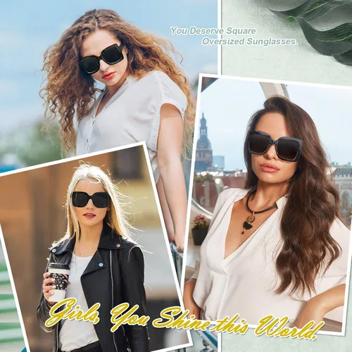 Miniatura 2 de GQUEEN Gafas de sol de gran tamaño con marco cuadrado para mujer persianas retro de moda protección UV400 S904