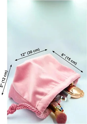 Miniatura 4 de Bolsa de maquillaje de terciopelo con cordón interior resistente al agua: cosmético/viaje/artículos de tocador/bolsa de maquillaje