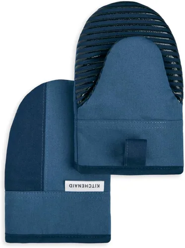 Miniatura 14 de KitchenAid Beacon - Juego de mini guantes de horno antideslizantes de dos tonos, terciopelo azul/cielo azul, 5.5 x 8 pulgadas, 2 piezas
