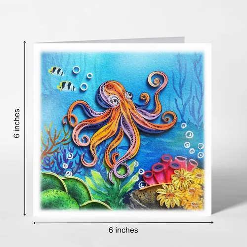 Miniatura 2 de Colorido animal bajo el mar, tarjeta de felicitación para pareja, tarjeta de Quilling de color de agua, tarjeta de arte para recuperarse pronto