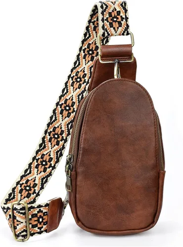 KlaOYer Bandoleras de cuero para mujer, bandolera pequeña, riñonera con correa de guitarra para Gril Lady
