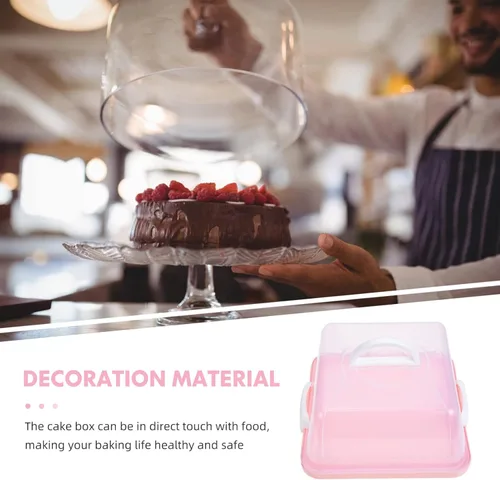 Miniatura 5 de LIFKOME Contenedor cuadrado de almacenamiento para tartas, caja de macarrones con asa de bloqueo para tartas, contenedor de almacenamiento cuadrado