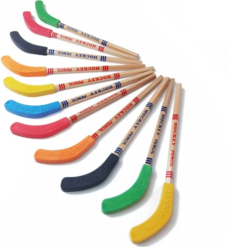 Miniatura 4 de TIHOOD 12 lápices de hockey y borradores – Suministros para fiestas temáticas de hockey de 9 pulgadas, divertidos lápices geniales para fanáticos