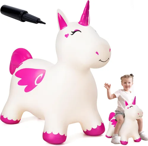 Miniatura 10 de Caballo Saltarín de Jirafa para Niños Pequeños, Animales Saltadores Caballo Saltarín, Juguetes Inflables Saltadores para Montar Regalos para Niños