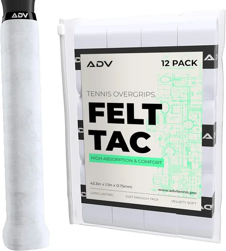 Miniatura 8 de ADV Dry - Cinta de agarre para raqueta de tenis, paquete de 12 y 30 unidades, cinta de agarre para raqueta de tenis FeltTac, cinta de agarre ultra