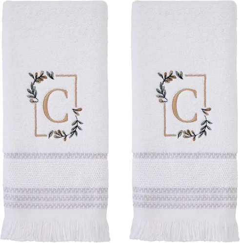 Miniatura 84 de SKL Home Toalla de baño casual con monograma, S, 28 x 54 pulgadas, color blanco