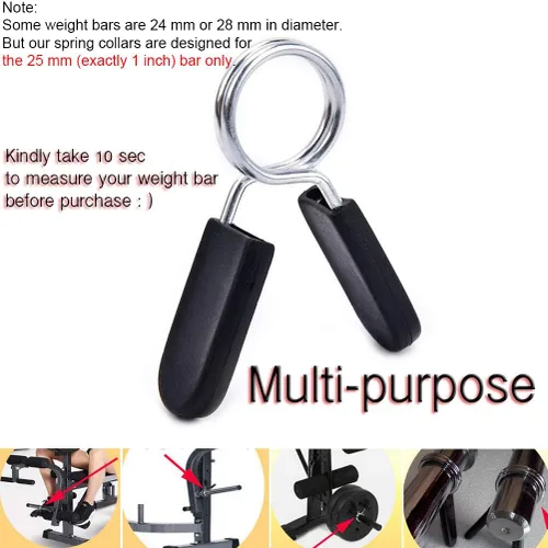 Miniatura 3 de Spring Clip Collars, 1 inch (25 mm) for Smooth Dumbbell Handle or Standard Weightlifting Barbell (4 Pack)