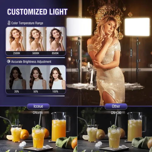 Miniatura 3 de Kit de luz de video LED de 2 unidades con soporte de trípode de 160 cm, luz de estudio regulable de 2500K-8500K para fotografía, iluminación
