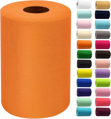 Miniatura 6 de Rollos de tela de tul de 6 pulgadas por 100 yardas (300 pies) Carrete de cinta de tul para manualidades, tutú, arco para la cabeza, decoración