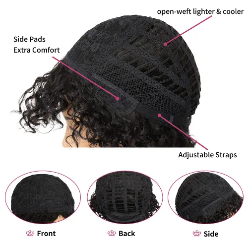 Miniatura 7 de Quantum Love Pelucas de cabello humano para mujeres negras, pelucas de cabello humano corto y rizado con raya lateral, corte Pixie, cabello humano