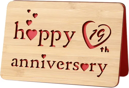 Miniatura 39 de Tarjeta de felicitación de madera para el primer aniversario, hecha a mano, 1 año, aniversario de boda, tarjeta de primer aniversario para ella, él