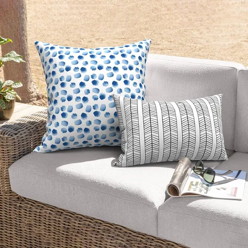 Miniatura 18 de Juego de 2 almohadas para exteriores de 16 x 16 pulgadas, repelentes al agua con interiores, para muebles de patio, hogar, jardín, geometría bohemia