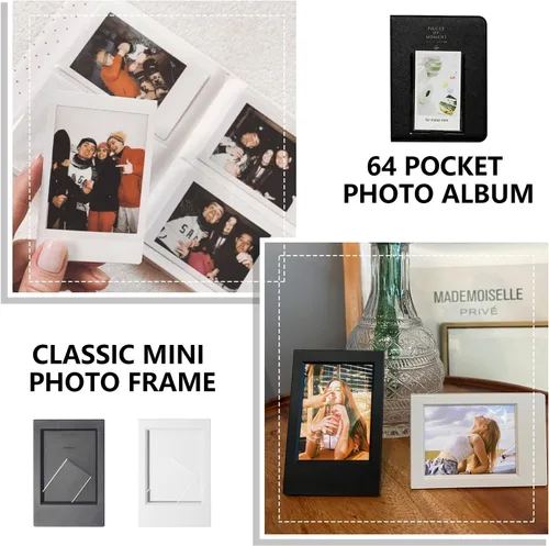 Miniatura 6 de CAIYOULE Funda para cámara para Fujifilm Instax Mini EVO, Bolsa funda Fuji Mini EVO con bolsa para fotos, álbum, marcos, kit de accesorios, Negro