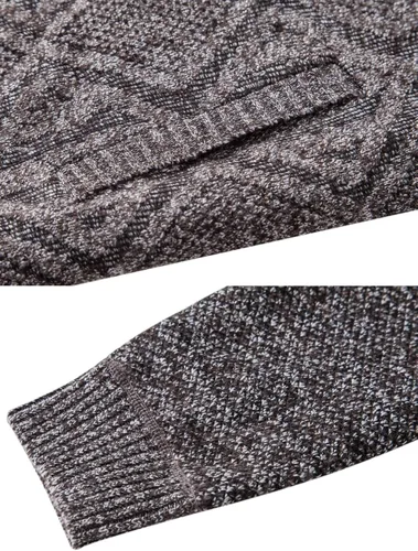 Miniatura 52 de VtuAOL Suéteres tipo cárdigan para hombre, con cremallera completa, cuello alto, cárdigan de punto casual con bolsillos
