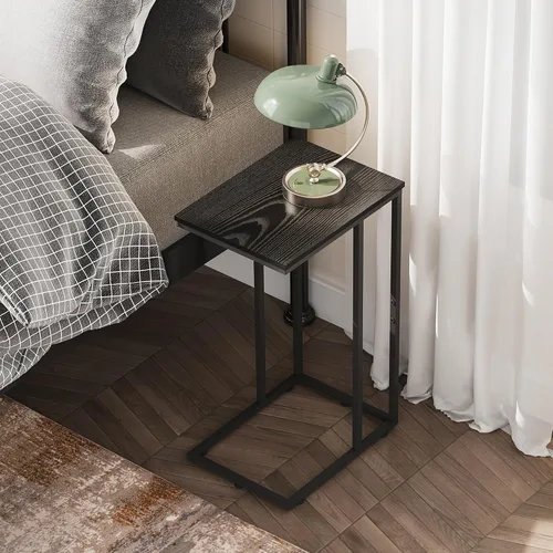 Miniatura 4 de WLIVE Mesa auxiliar negra, mesa auxiliar en forma de C para dormitorio, oficina en casa, dormitorio, mesa de sofá de sala de estar, mesa de bandeja