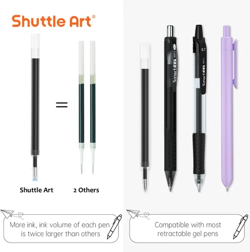 Miniatura 3 de Shuttle Art Paquete de suministros escolares y de trabajo, paquete de 11 bolígrafos de tinta de gel suave en tinta negra, punta de 0.020 in +