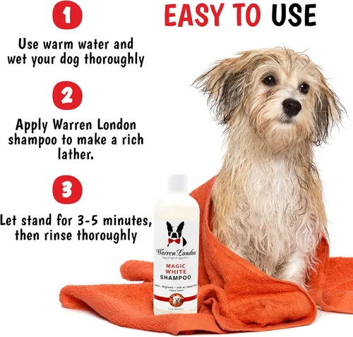 Miniatura 4 de Warren London Magic White Dog Shampoo Champú blanqueador para perros blancos y abrigos más ligeros para perros Suministros de aseo seguros