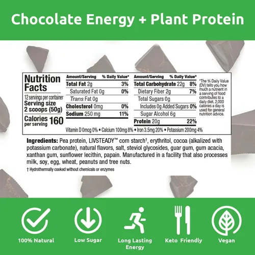 Miniatura 4 de UCAN Energy + Plant Protein Powder - Proteína vegana a base de plantas, 0.71 oz de proteína de guisante con aminoácidos EAA y BCCA - Proteína