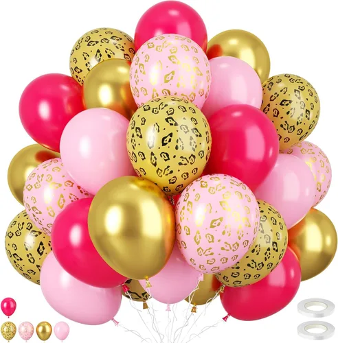 Miniatura 20 de Globos de animales, 60 globos de fiesta de 12 pulgadas, color verde y marrón crema, globos estampados de guepardo de animales para decoración