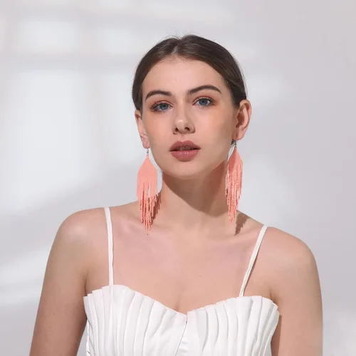 Miniatura 2 de Aretes de borla hechos a mano con cuentas, aretes bohemios con flecos para mujeres y niñas, aretes indios nativos americanos