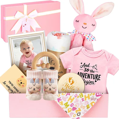 Miniatura 11 de Cesta de regalo para bebés para niñas y niños recién nacidos, set de regalo de baby shower para niños, artículos esenciales para bebés recién
