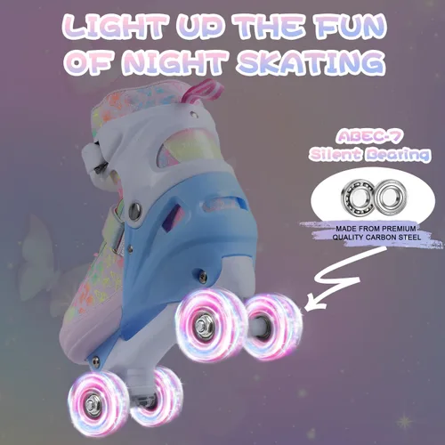 Miniatura 5 de Patines de ruedas para niños, 4 tamaños ajustables con todas las ruedas iluminadas, patines de 10C a 8 patines para niños pequeños, principiantes