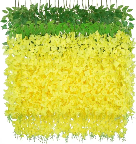 Miniatura 10 de BLEUM CADE 36 Piezas Flores Colgantes de Glicina Falsa Rosa Profundo, 3.6 Pies/Pieza Guirnalda de Glicina Artificial, Flores Colgantes para Boda
