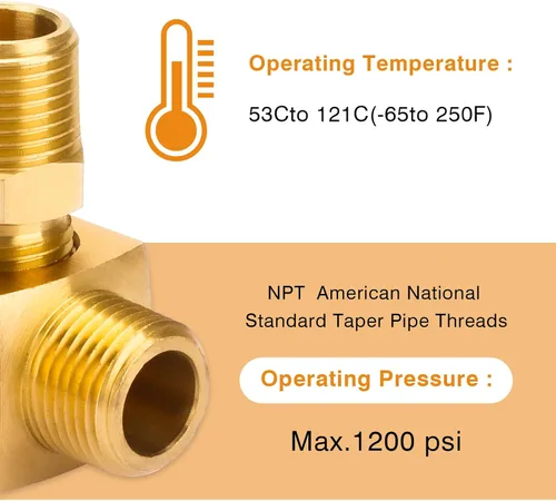Miniatura 3 de Tubo de latón de 90 grados Barstock Street Elbow 3/8 "NPT Macho Tubo x 3/8" NPT Hembra Pi'pe Half-Union 3/8" Flare x 3/8" Macho Pip'e compatible