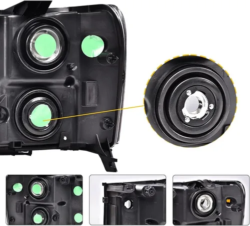 Miniatura 9 de PIT66 Conjunto de faros compatible con GMC Sierra 1500 2500HD 3500HD 2007-2013 Faros de halogéno para lado del conductor y del pasajero Lente