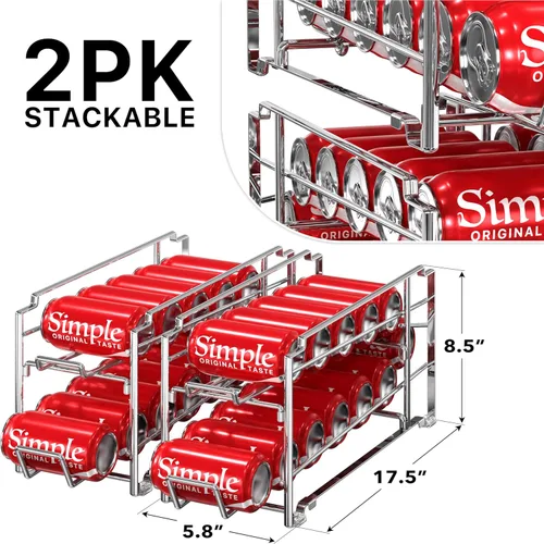 Miniatura 2 de Simple Houseware Dispensador para latas de bebida, de carga frontal, apilable, cromo, paquete de 2