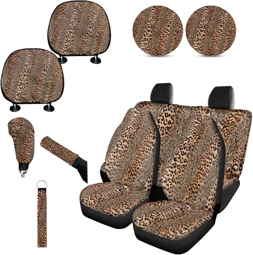 Miniatura 38 de Forchrinse Bee - Juego de fundas para asiento delantero y trasero con funda para palanca de cambios de freno de mano, funda para reposacabezas