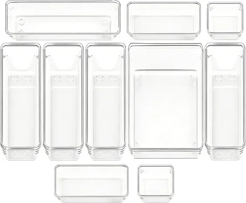 Miniatura 10 de Bandejas organizadoras de cajones de acrílico transparente, organizador de cajas de basura de 5 tamaños, contenedor de almacenamiento pequeño
