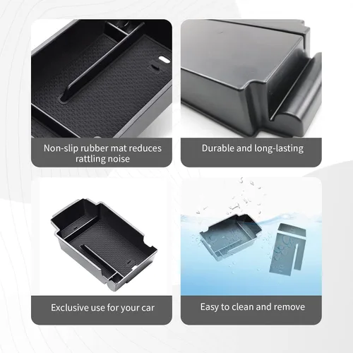 Miniatura 5 de CDEFG Organizador de accesorios de consola central para Chevy Blazer 2019-2025 2026 Material ABS, bandeja de inserción de caja de reposabrazos Negro