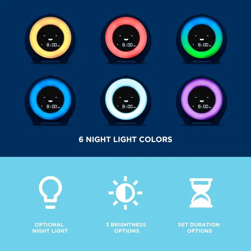 Miniatura 3 de LittleHippo Mella: Reloj despertador para niños, entrenador de sueño para niños listo para despertar, luz nocturna, máquina de sonidos y OK