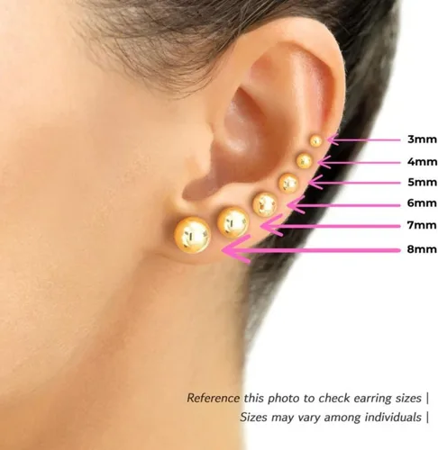 Miniatura 5 de Aretes de bola pulidos de oro amarillo de 14 quilates con mariposa