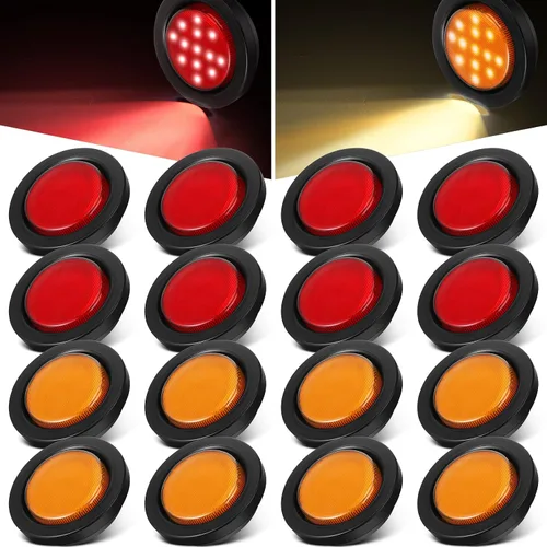 Miniatura 8 de Retisee - 16 piezas de luces de 13 LED, 2.5 pulgadas, redondas, para luz de aviso, indicadores de luz lateral delantera y trasera, impermeables