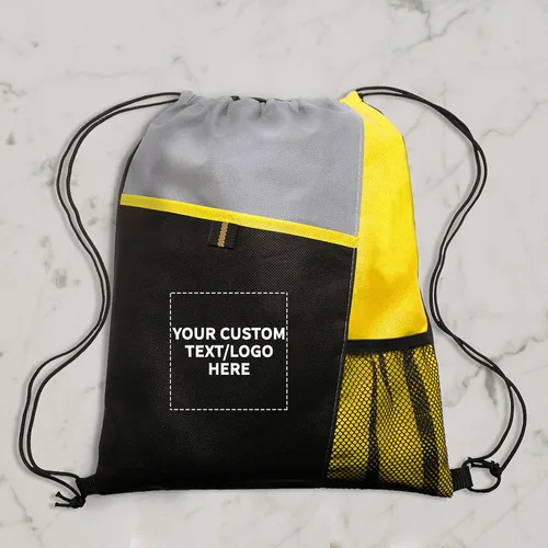 Miniatura 38 de DISCOUNT PROMOS Juego de mochilas con cordón no tejidas personalizadas de 10/50/100, paquete personalizado a granel