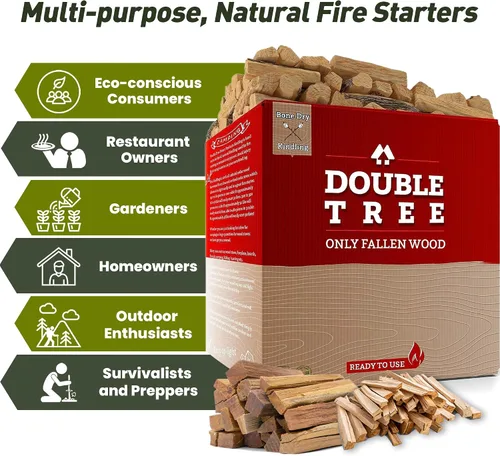 Miniatura 2 de Double Tree Forest Products - Combo de leña de cedro de madera de grasa e incienso: ideal para estufas de leña, chimeneas, fogatas, hogueras