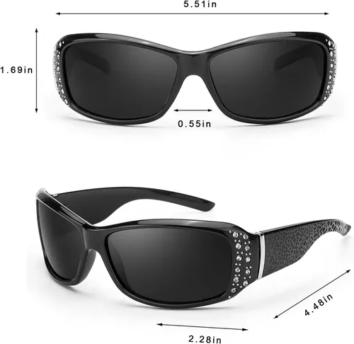 Miniatura 4 de Lentes de sol polarizados para mujer, con diamantes de imitación, protección UV400 para conducir, pescar, ir de compras