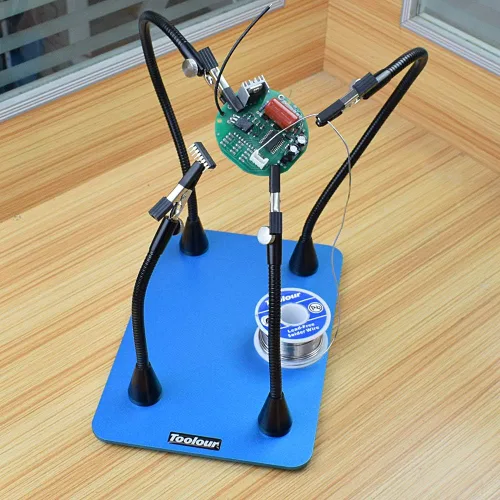 Miniatura 7 de Toolour Manos Magnéticas de Ayuda para Soldadura de Tercera Mano, 4 Brazos de Metal con Ajuste de Pinza, Abrazaderas de Soldadura Flexibles